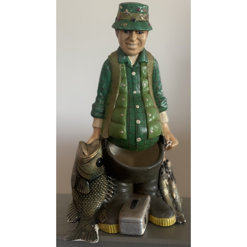 Vtg Fisherman Planter Figurine for Cactus Succulent Sittre Ceramic Mold 1981